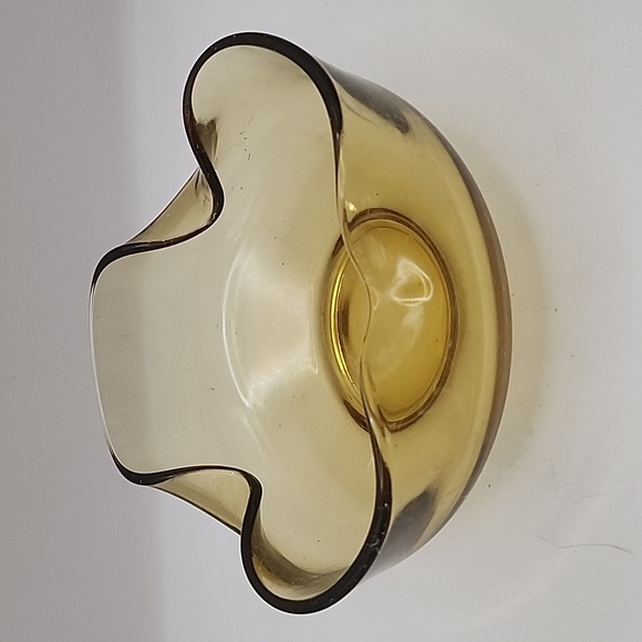 Vintage Anchor Hocking Amber Glass Folded Edge Bowl 5" X 2.5" - Picture 2 of 10